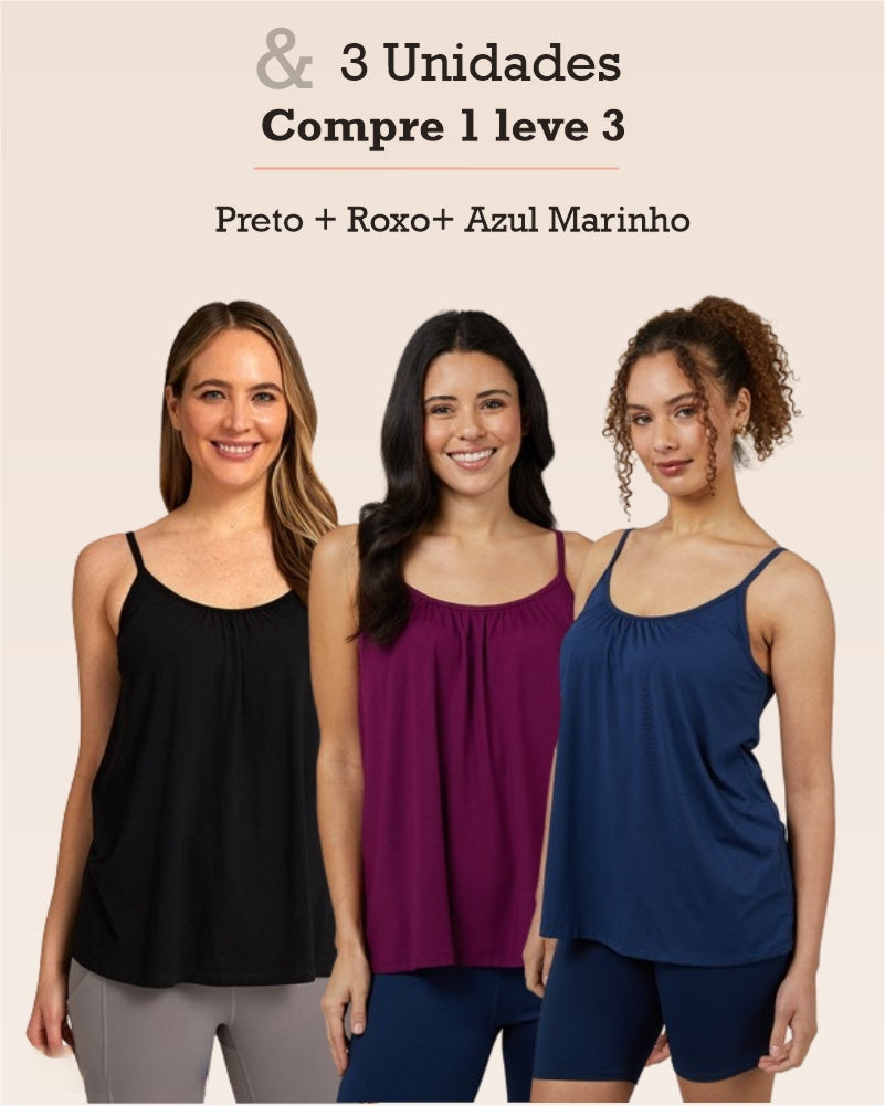 REGATA COM SUTIÃ EMBUTIDO (COMPRE 1 LEVE 3)