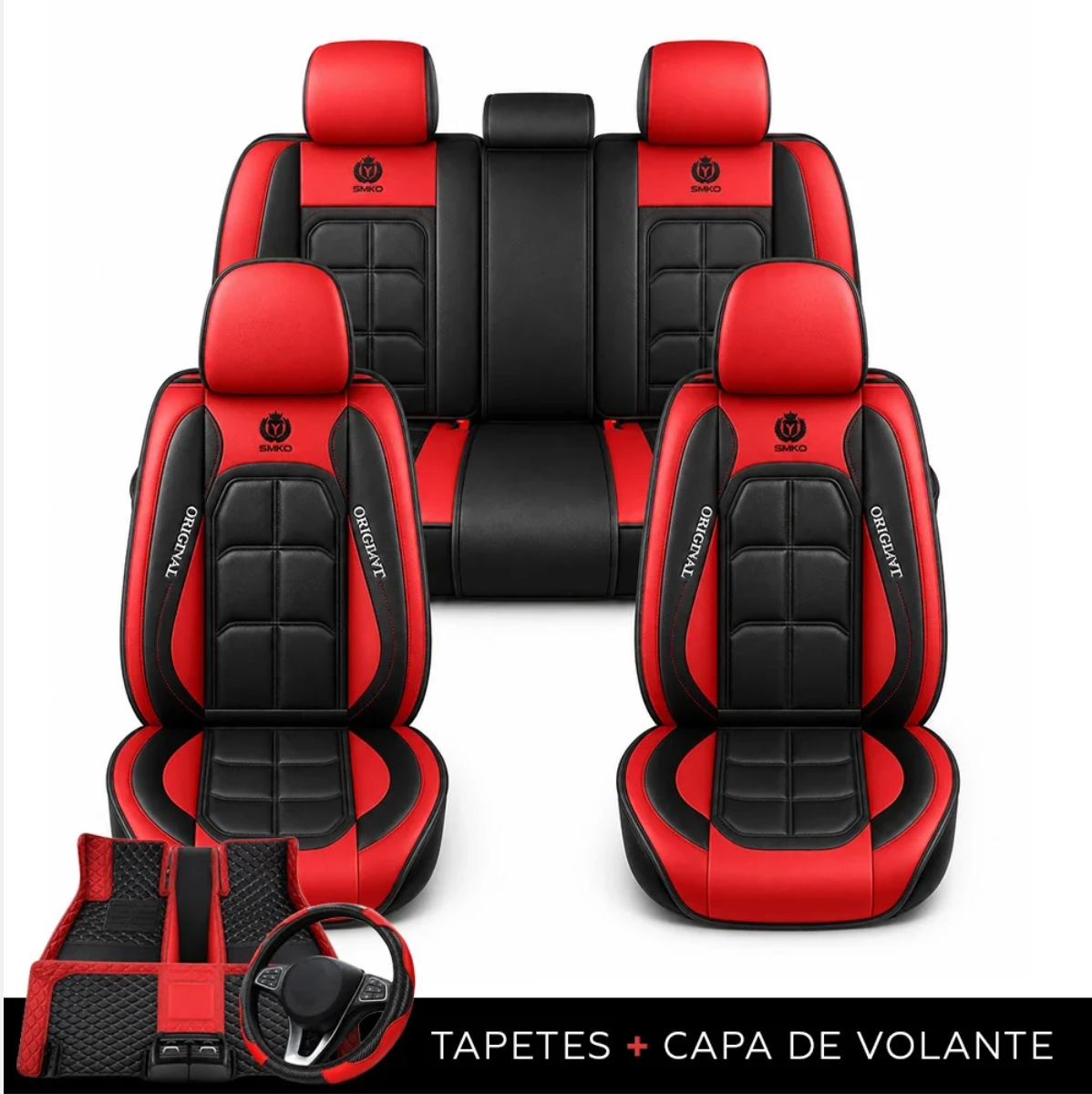 Kit Capa Banco de Carro Completo em Couro Legítimo Italiano + BRINDE: Kit Tapete Completo (SERVE EM TODOS OS CARROS))