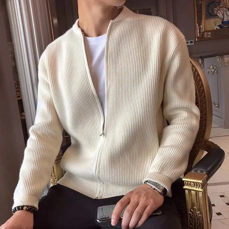 Cardigã Masculino Fechamento em Zíper - Estilo Casual