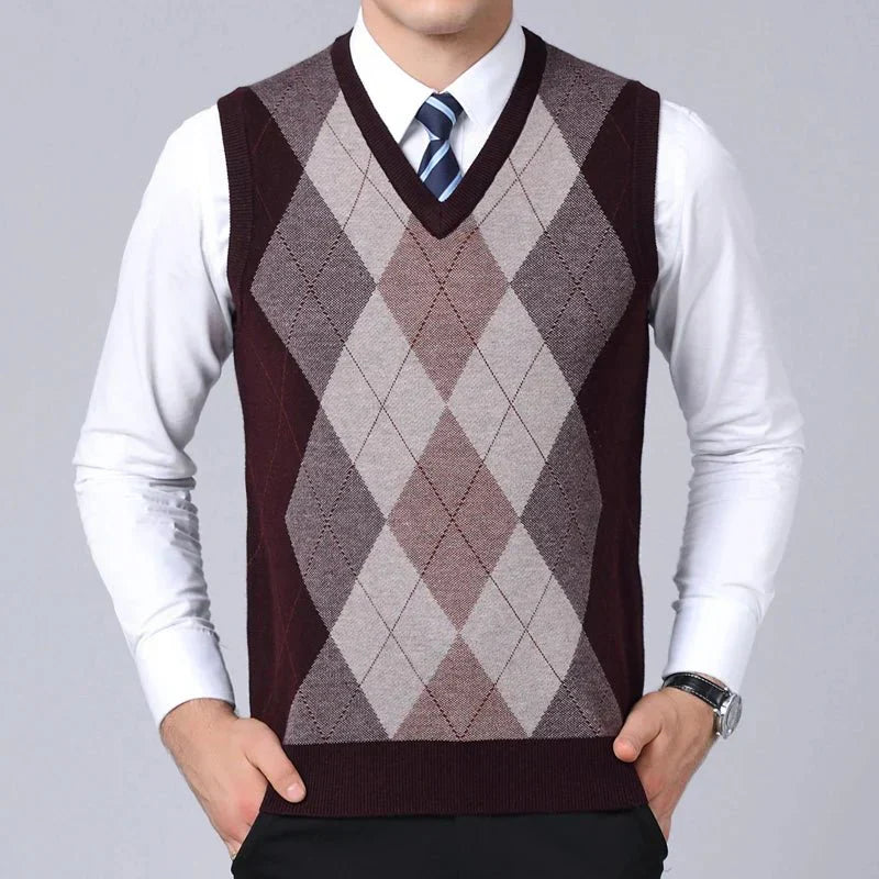 Colete Xadrez Masculino de Lã - Estilo e Conforto