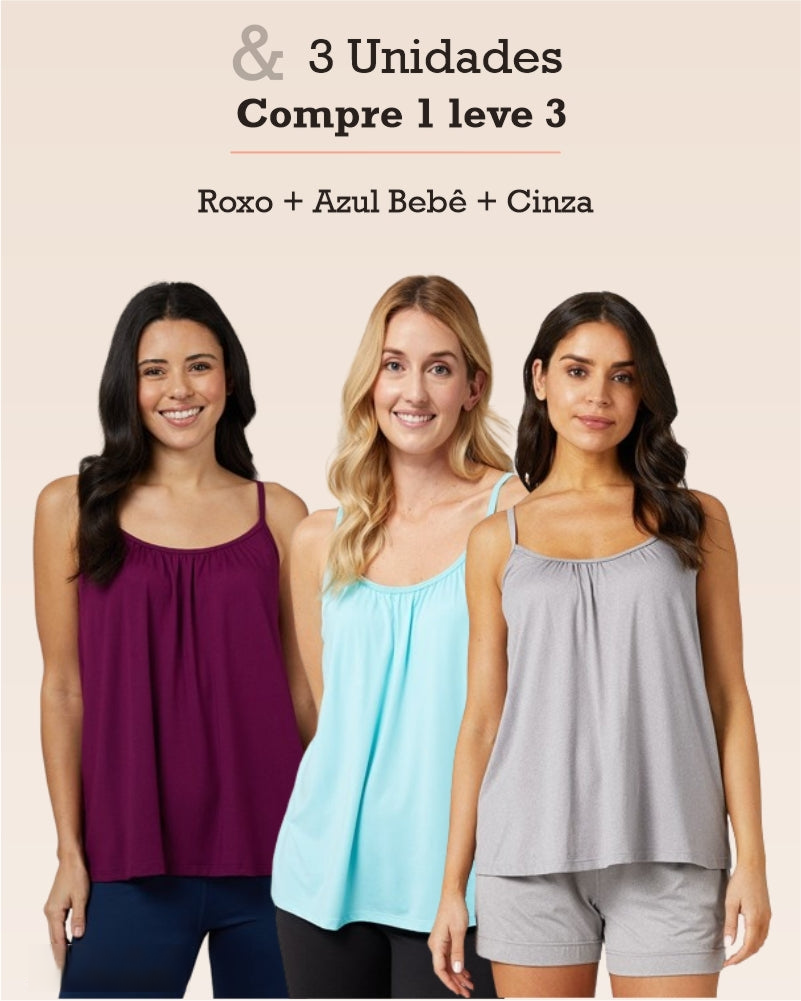 REGATA COM SUTIÃ EMBUTIDO (COMPRE 1 LEVE 3)