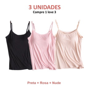 REGATA COM SUTIÃ EMBUTIDO (COMPRE 1 LEVE 3)
