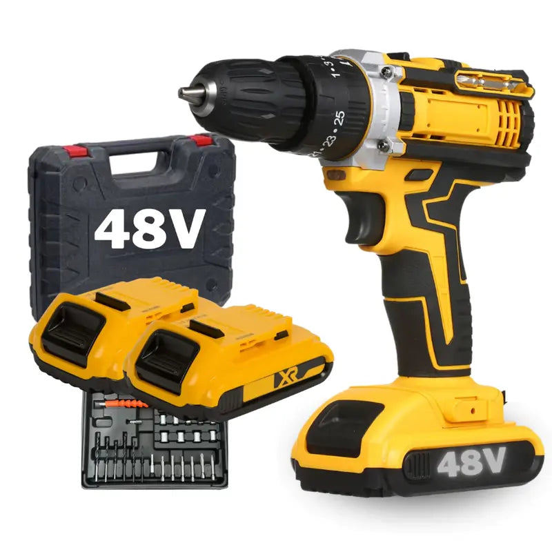 Parafusadeira Furadeira 48V 2 Baterias C/Maleta e Acessórios Completo + BRINDE EXCLUSIVO