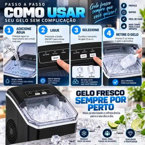 🔥 GELO PRONTO EM MINUTOS -  Máquina Turbo Ice Portátil - Gelo em 6min + COPOS DE BRINDE| PAGUE 1 LEVE 2 SOMENTE HOJE!