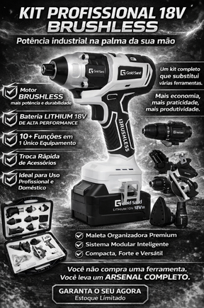 Kit 10 em 1 Parafusadeira, Lixadeira, Serra e Martelete Profissional + MALETA DE BRINDE - 1 ANO DE GARANTIA