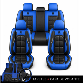 Kit Capa Banco de Carro Completo em Couro Legítimo Italiano + BRINDE: Kit Tapete Completo (SERVE EM TODOS OS CARROS))