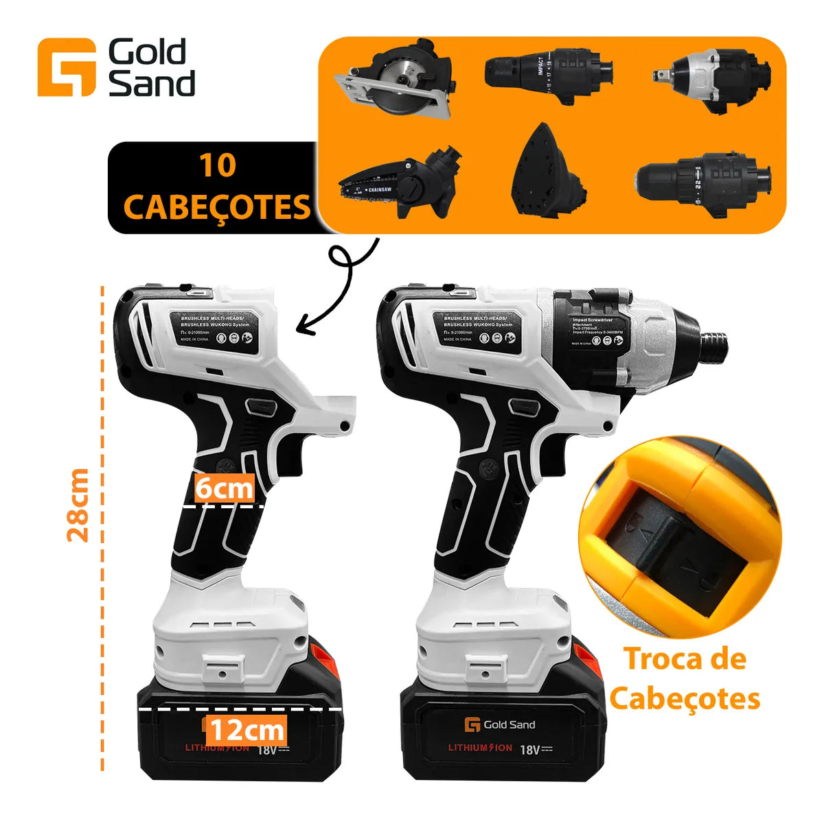 Kit 10 em 1 Parafusadeira, Lixadeira, Serra e Martelete Profissional + MALETA DE BRINDE - 1 ANO DE GARANTIA