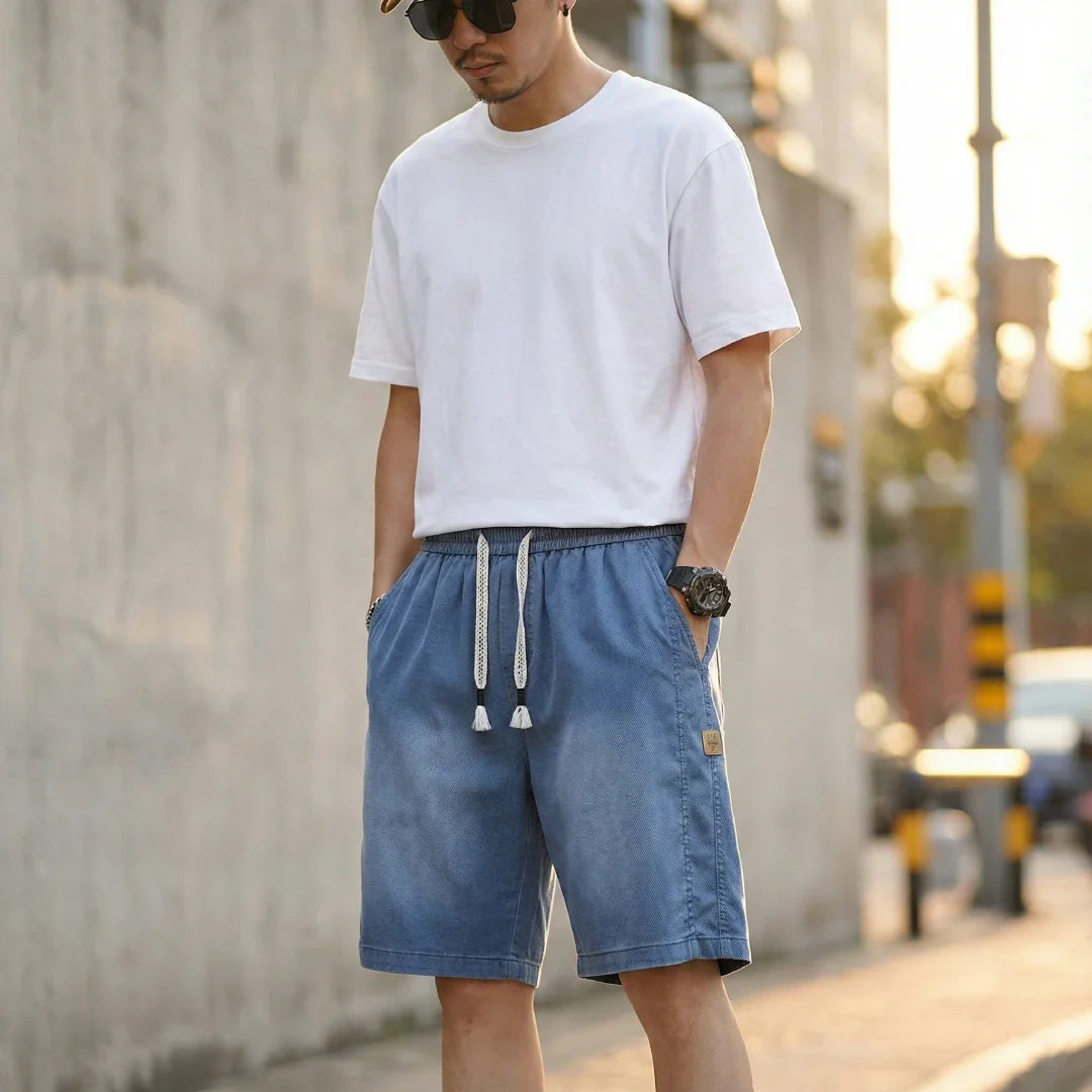 [Leve 4, Pague Só 2!] Bermuda Jeans Knox Masculina em Sarja de Algodão e Poliéster + BRINDES ( PREÇO DE ATACADO)