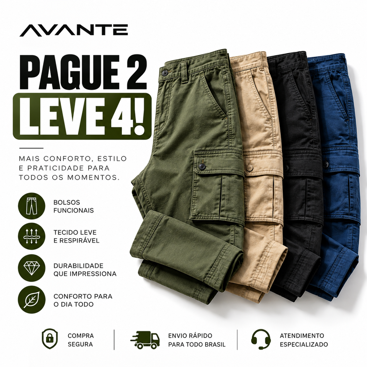 [Leve 4, Pague Só 2!] Calça Tática Delta Masculina em Ripstop Impermeável e Forro Mesh com Joelhos Articulados
