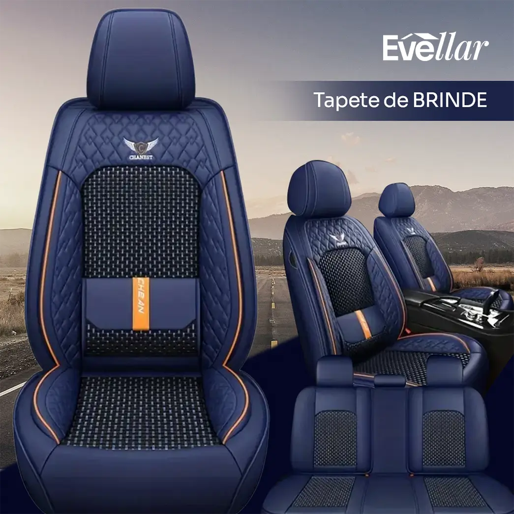 Kit Capa Banco de Carro Completo em Couro Legítimo Italiano + BRINDE: Kit Tapete Completo (SERVE EM TODOS OS CARROS))