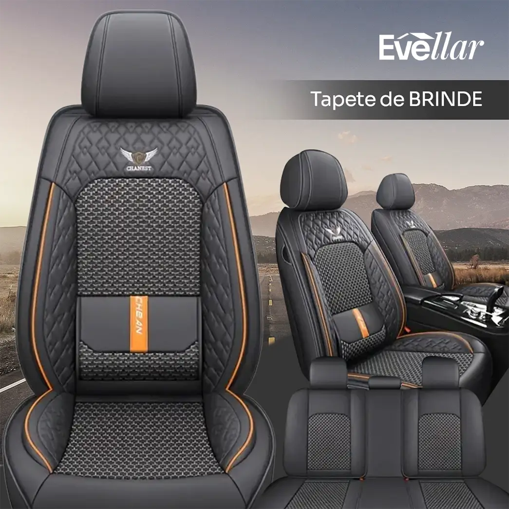 Kit Capa Banco de Carro Completo em Couro Legítimo Italiano + BRINDE: Kit Tapete Completo (SERVE EM TODOS OS CARROS))
