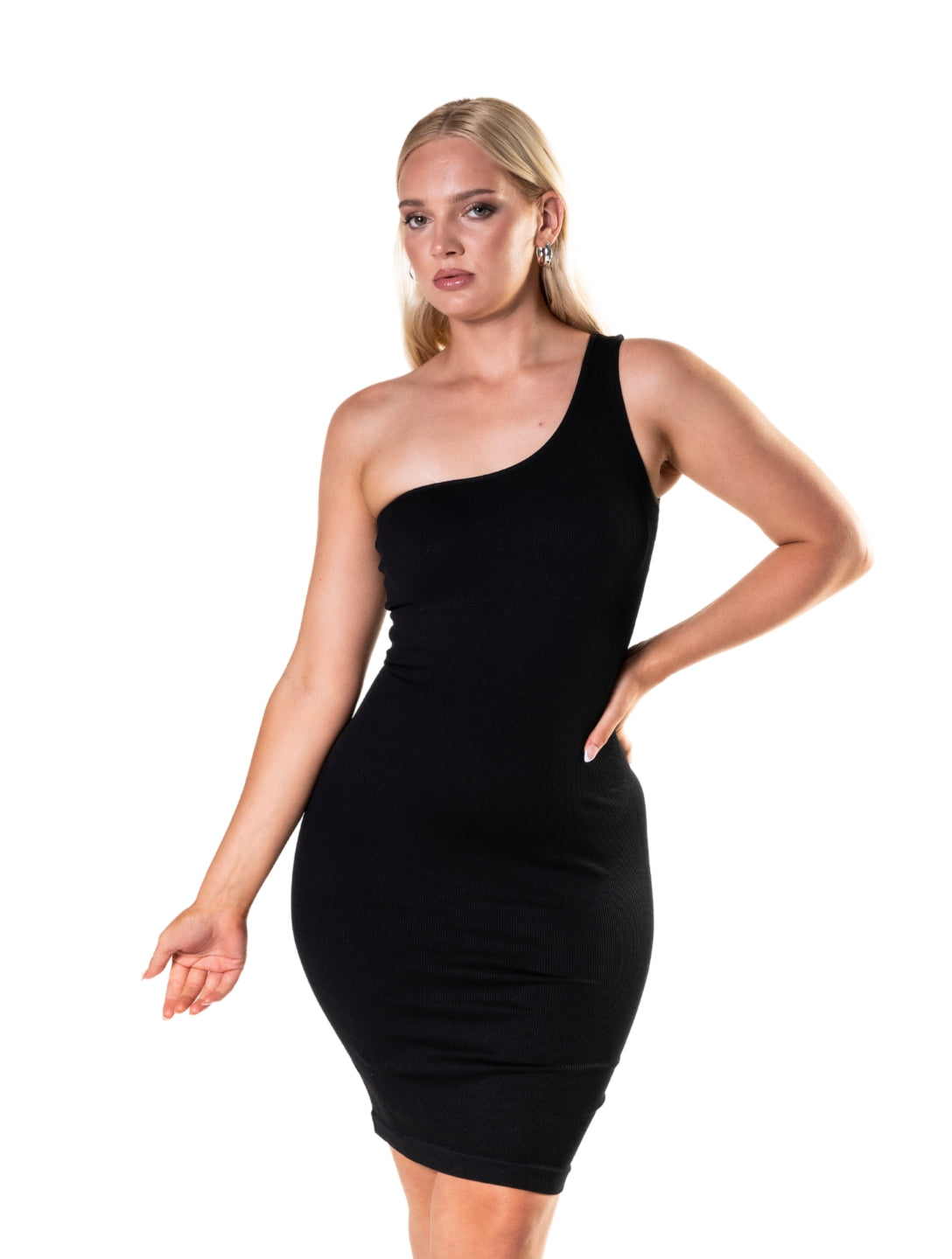 Minivestido modelador de um ombro só