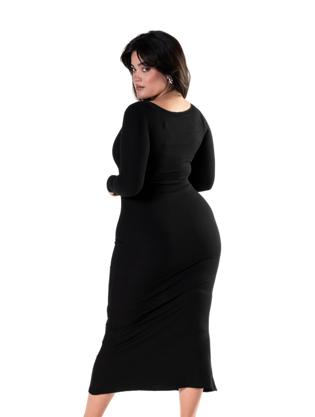Vestido modelador de manga comprida