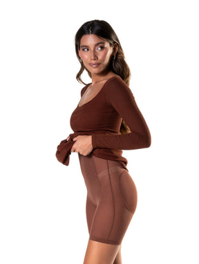 Vestido modelador de manga comprida