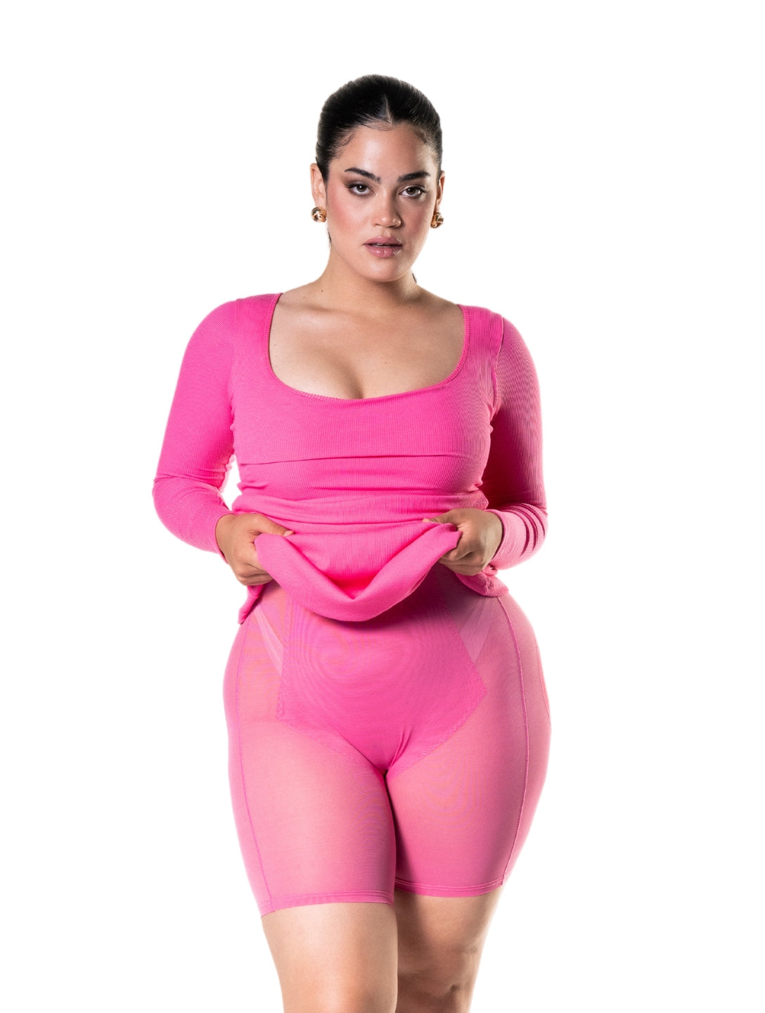 Vestido modelador de manga comprida
