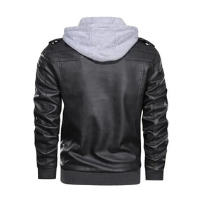 Jaqueta Masculina de Couro com Capuz Removível - Estilo e Versatilidade